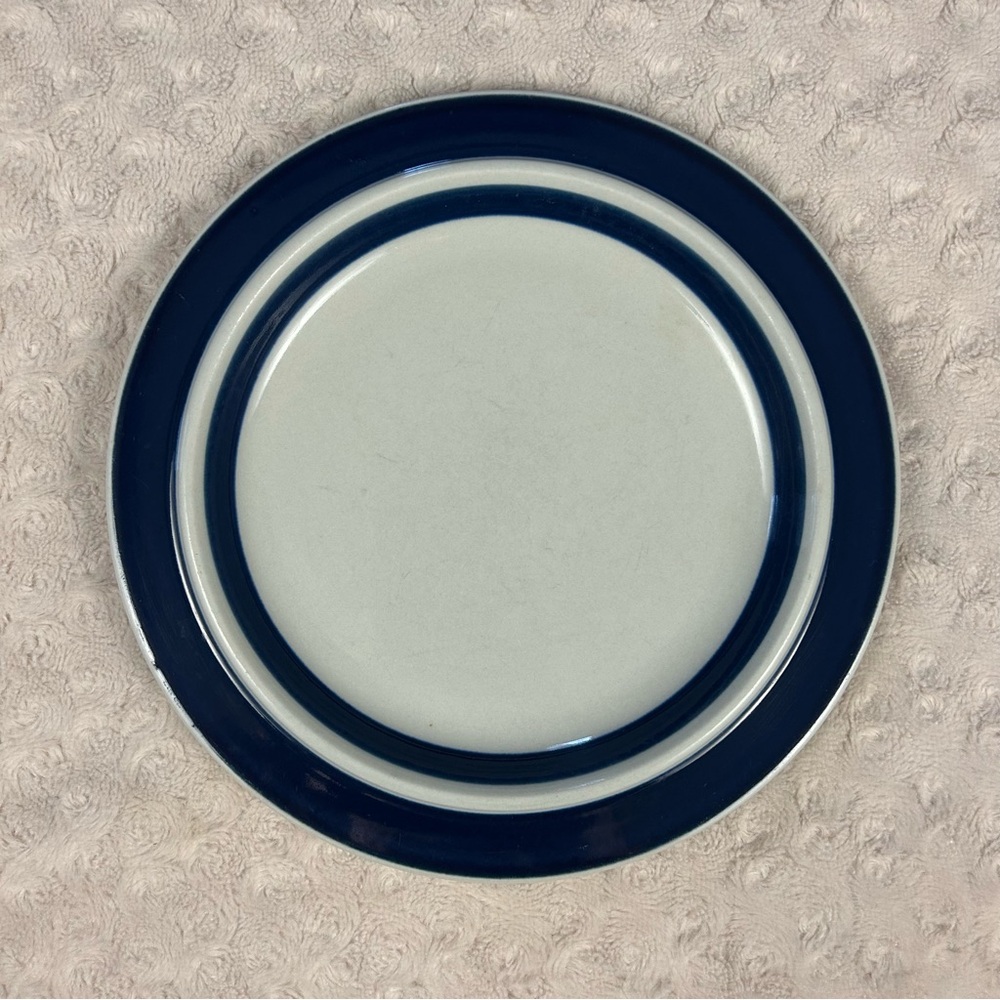Arabia Finland Anemone Blue Rim Edge Dinner Plate 10"